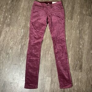 Rag & Bone Pants Burgundy Skinny‎ Velvet Pants Size 25